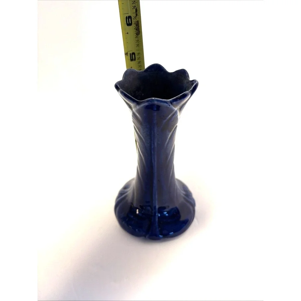 MCM Bud Vase Deep Cobalt Glazed Pottery Retro Decorative Unbranded Marked